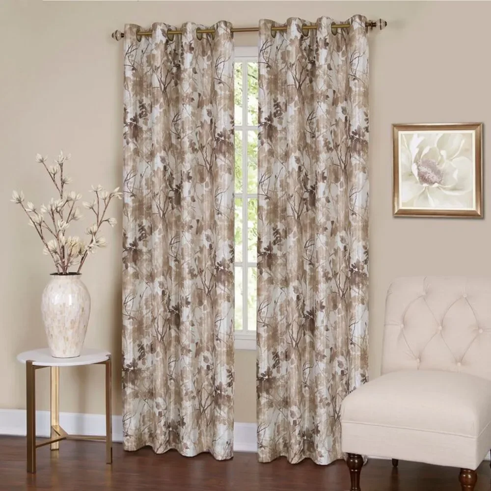 PowerSellerUSA Elegant Floral Polyester Blackout Single Window Curtain Panel,